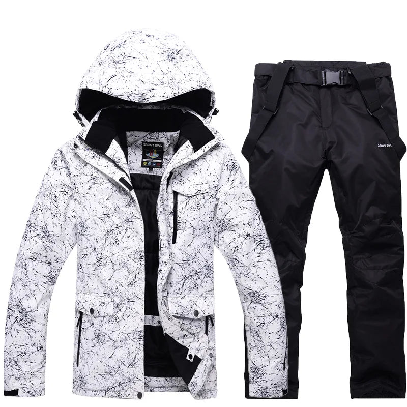 Traje de esquí grueso y cálido para hombre, trajes de esquí impermeables a prueba de viento, chaqueta y pantalones de snowboard para hombre, monos de nieve, invierno nuevo