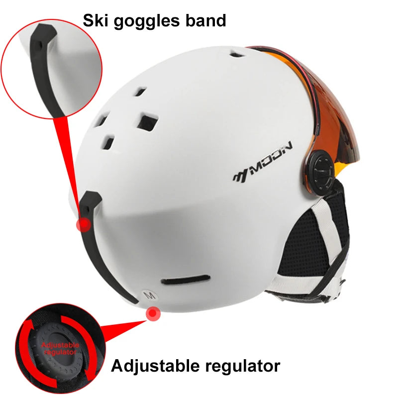 Casco de esquí MOON moldeado integralmente PC + EPS casco de esquí de alta calidad gafas deportes al aire libre esquí Snowboard monopatín cascos para hombre