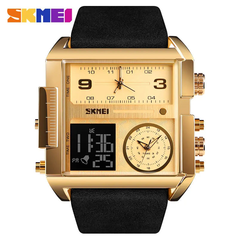 Reloj deportivo para hombre SKMEI con 3 zonas horarias, marca de lujo, reloj digital militar, reloj de cuarzo para hombre, reloj 1391