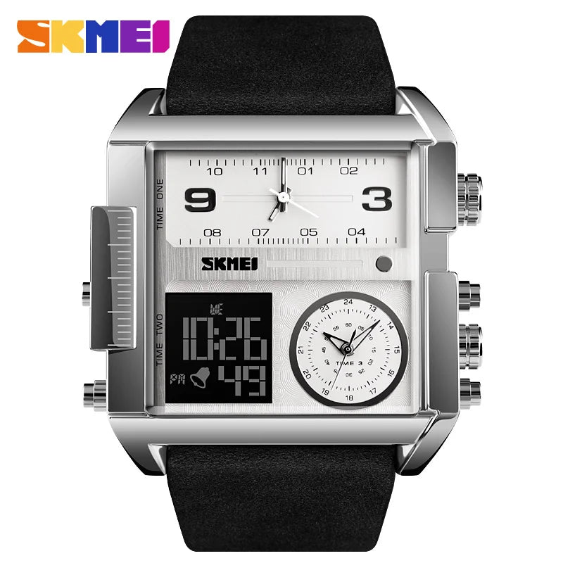 Reloj deportivo para hombre SKMEI con 3 zonas horarias, marca de lujo, reloj digital militar, reloj de cuarzo para hombre, reloj 1391