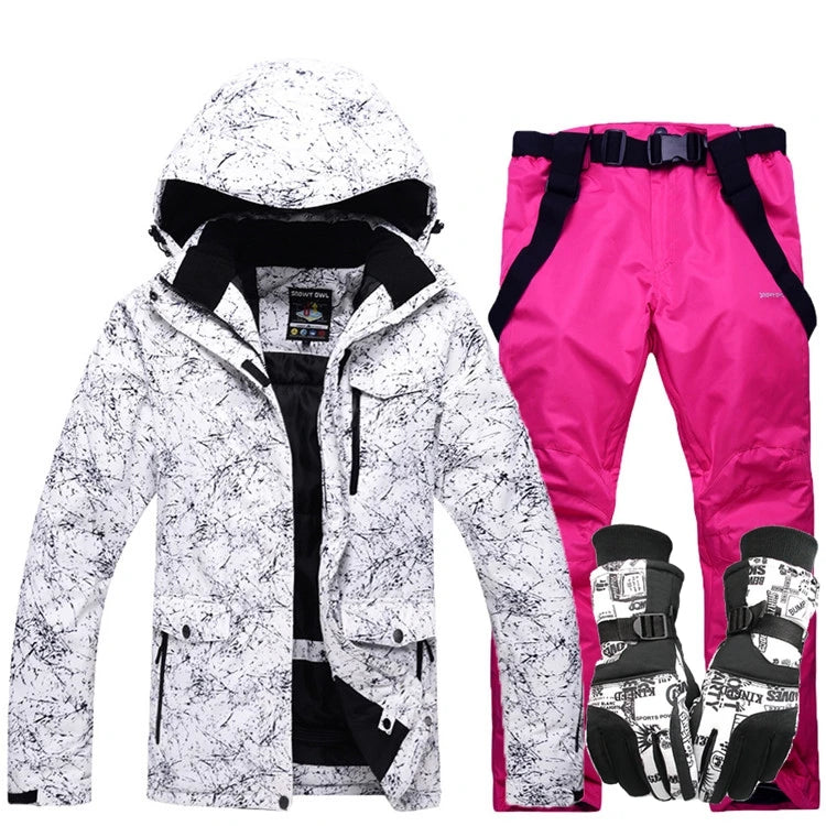 Nuevo traje de esquí grueso y cálido para hombre y mujer, guantes de esquí impermeables a prueba de viento, chaqueta de snowboard, conjunto de pantalones para hombre de talla grande 3XL