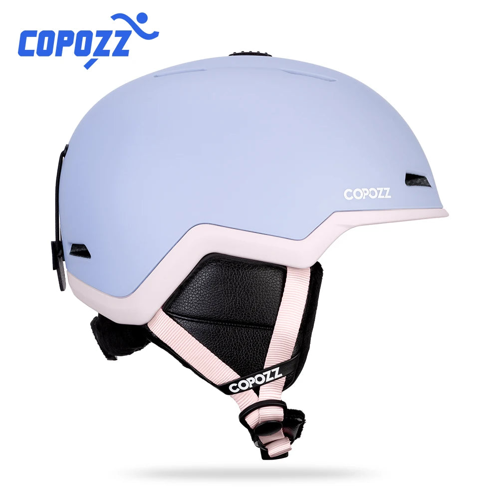 COPOZZ-casco de esquí y Snowboard para invierno, casco de seguridad medio cubierto y antiimpacto, protector para ciclismo, moto de nieve y esquí para adultos y niños