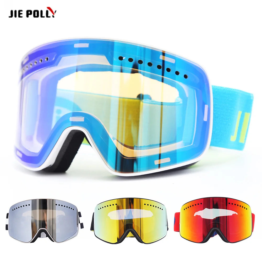 Gafas magnéticas de esquí y Snowboard para hombres y mujeres, protección UV 100% con lentes desmontables, gafas antivaho, máscara de esquí grande