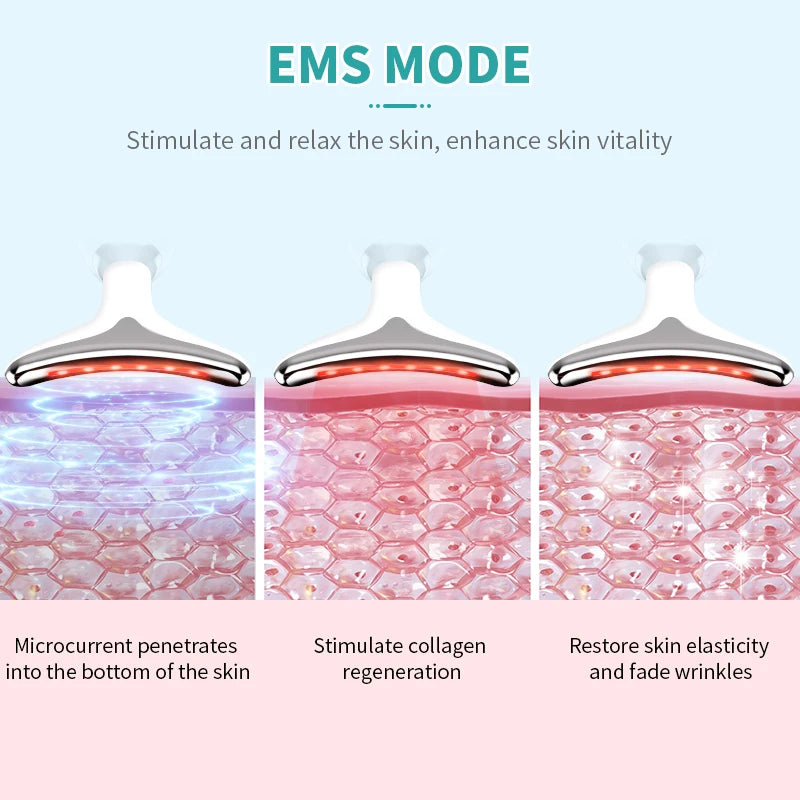 ANLAN Dispositivo de belleza para la cara del cuello Levantamiento de cuello facial EMS Cuidado de la piel con calor ligero en 3 colores Estiramiento de la piel Reducir la papada Herramientas para el cuidado de la piel
