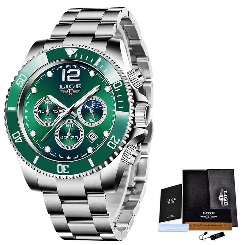 Reloj de pulsera para hombre 2025LIGE, nuevo modelo de cuarzo a la moda, deportivo, de acero inoxidable, con fecha, luminoso e impermeable, Relogio Masculino Reloj