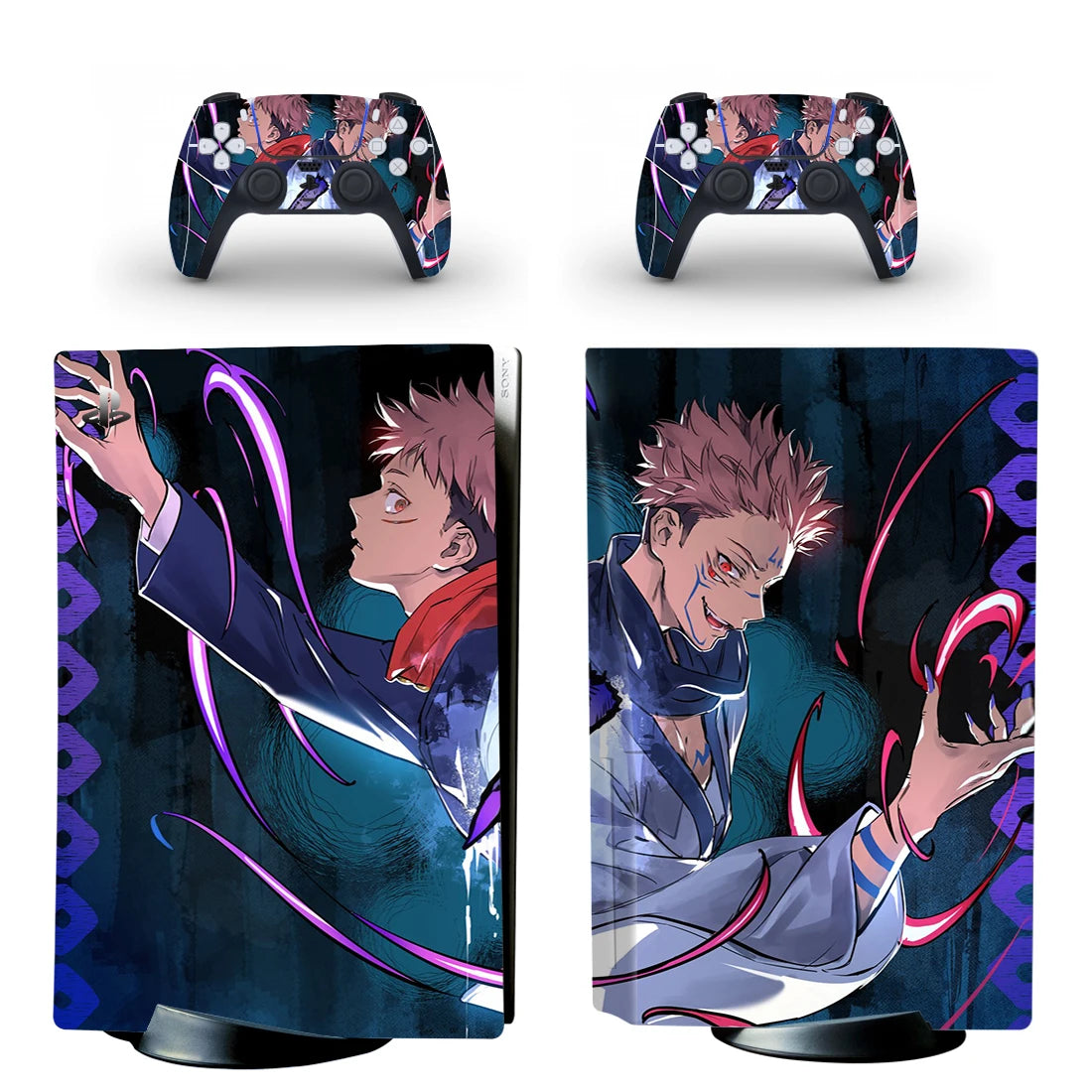Adhesivo decorativo de Jujutsu Kaisen para consola PS5 (versión disco) y 2 controles, vinilo para PS5