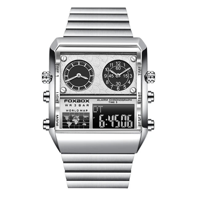 LIGE New Fashion Square Watch Men Casual Sports Military Quartz Chronograph Wristwatches Waterproof Dual Display Watch For Men