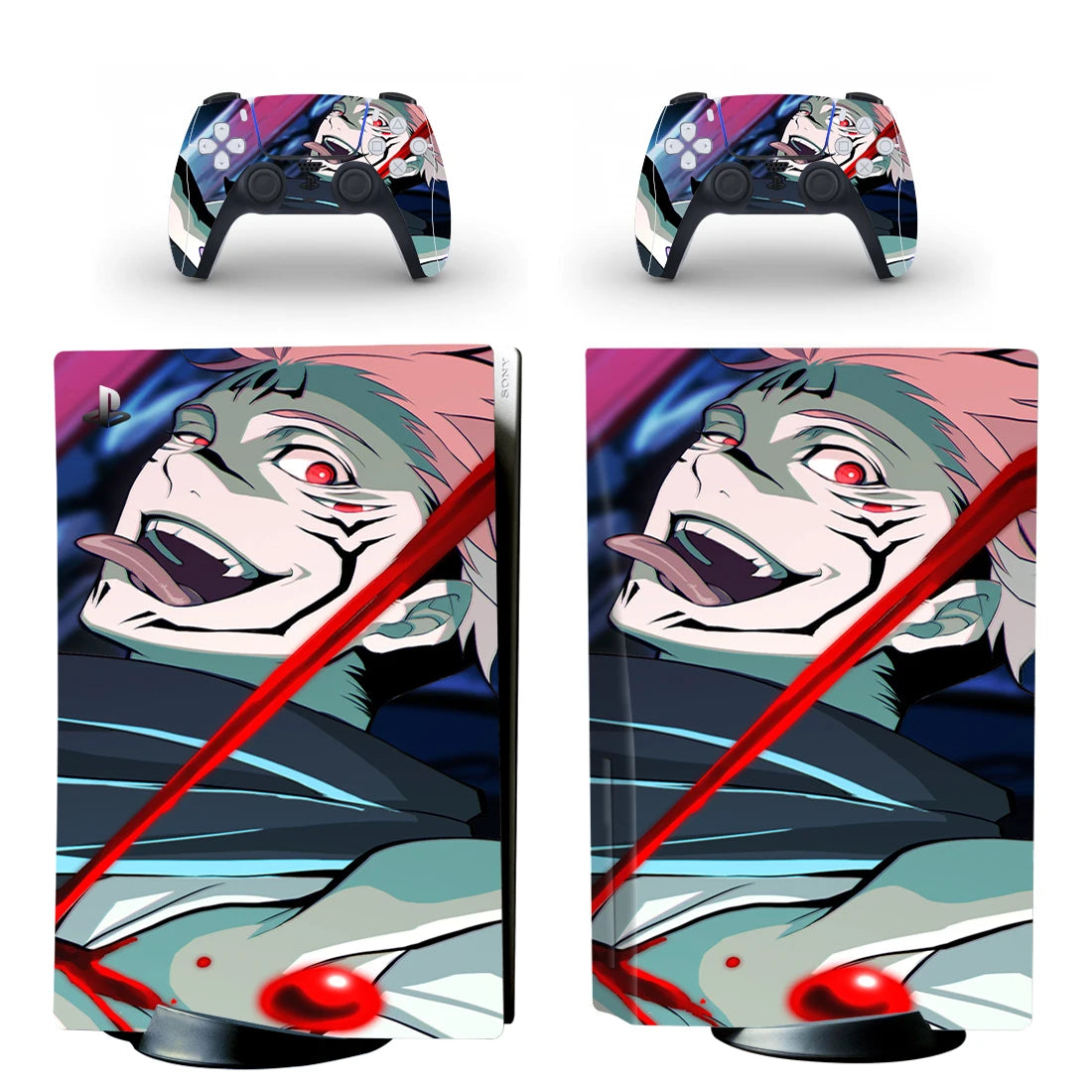 Adhesivo decorativo de Jujutsu Kaisen para consola PS5 (versión disco) y 2 controles, vinilo para PS5