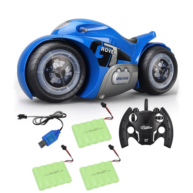 Motocicleta de acrobacias a control remoto a escala 1:8, gran tamaño, rotación de 90° sobre la rueda trasera, luz colorida, motocicleta eléctrica RC anticolisión