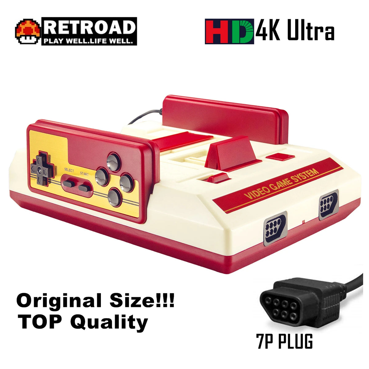 Consola Retro HD de 8 bits RETROAD, Forma Original (Modelo: C-56, Pantalla HD y RCA 720P, Controlador 7P, 300 en 1 Gratis)