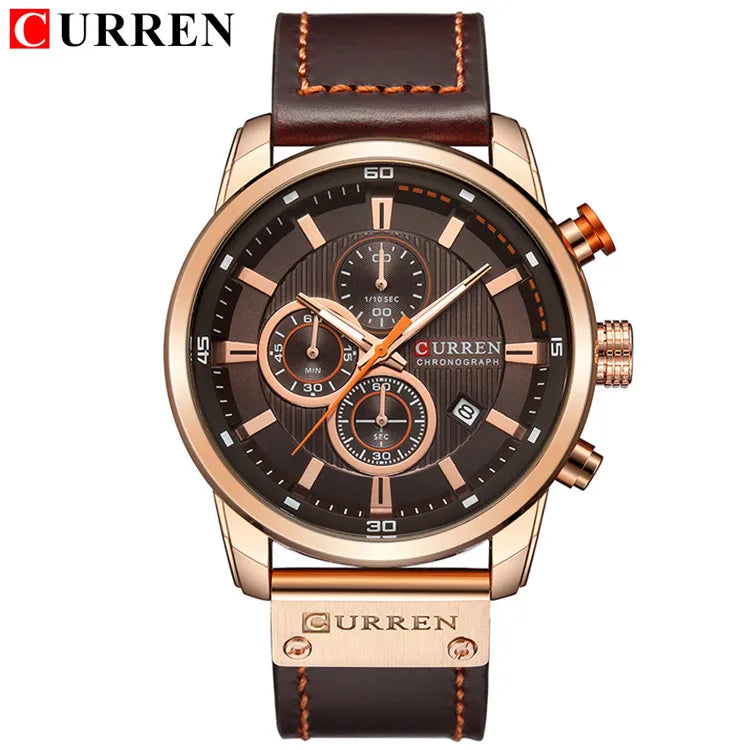 CURREN Marca Reloj Hombre Cuero Deportes Relojes Hombre Ejército Militar Reloj de Pulsera de Cuarzo Cronógrafo Reloj Masculino Relogio Masculino