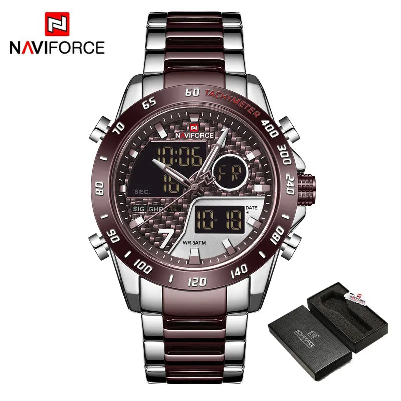 Reloj digital deportivo militar para hombre NAVIFORCE, reloj de pulsera de cuarzo para niño con luz LED, reloj impermeable para hombre Relogio Masculino