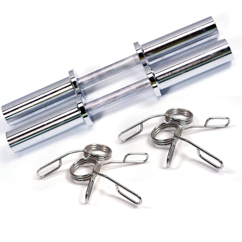 Barra de mancuernas para gimnasio y Fitness con abrazaderas de 50mm de diámetro, manijas de barra roscadas estándar sólidas para entrenamiento de levantamiento de pesas gratuito en el hogar
