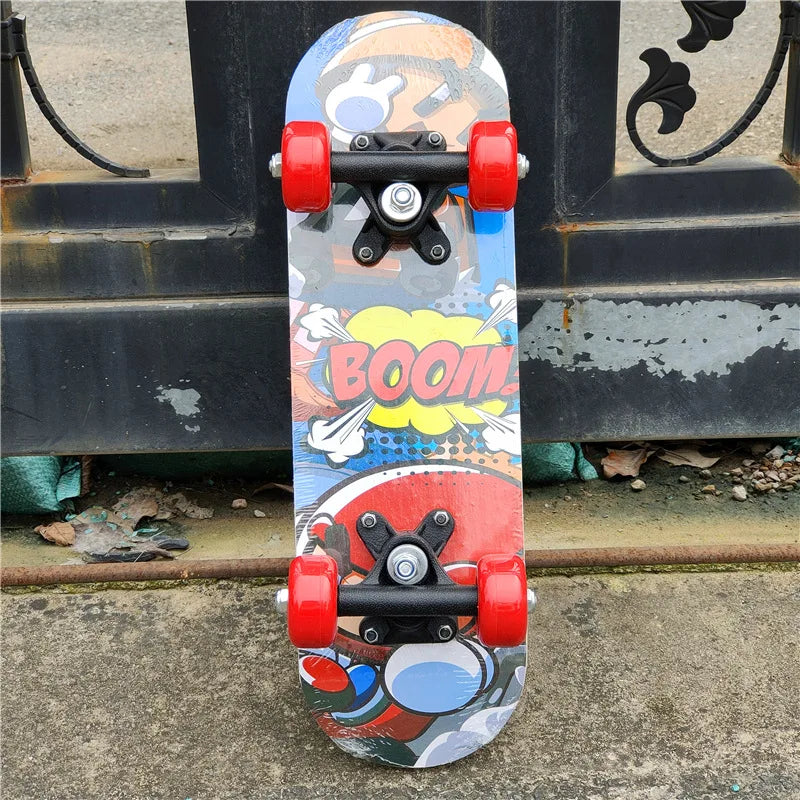 Monopatín para niños de 43cm, tabla de Skate de doble roca de arce, patin para niños, patines adhesivos de dibujos animados, patines para niños, Longboard
