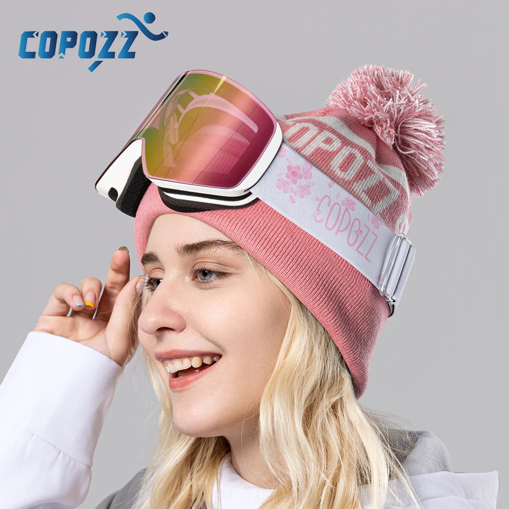 COPOZZ-gafas de esquí profesionales para invierno, gafas magnéticas de cambio rápido de doble capa antiniebla para Snowboard, equipo de esquí para hombres y mujeres