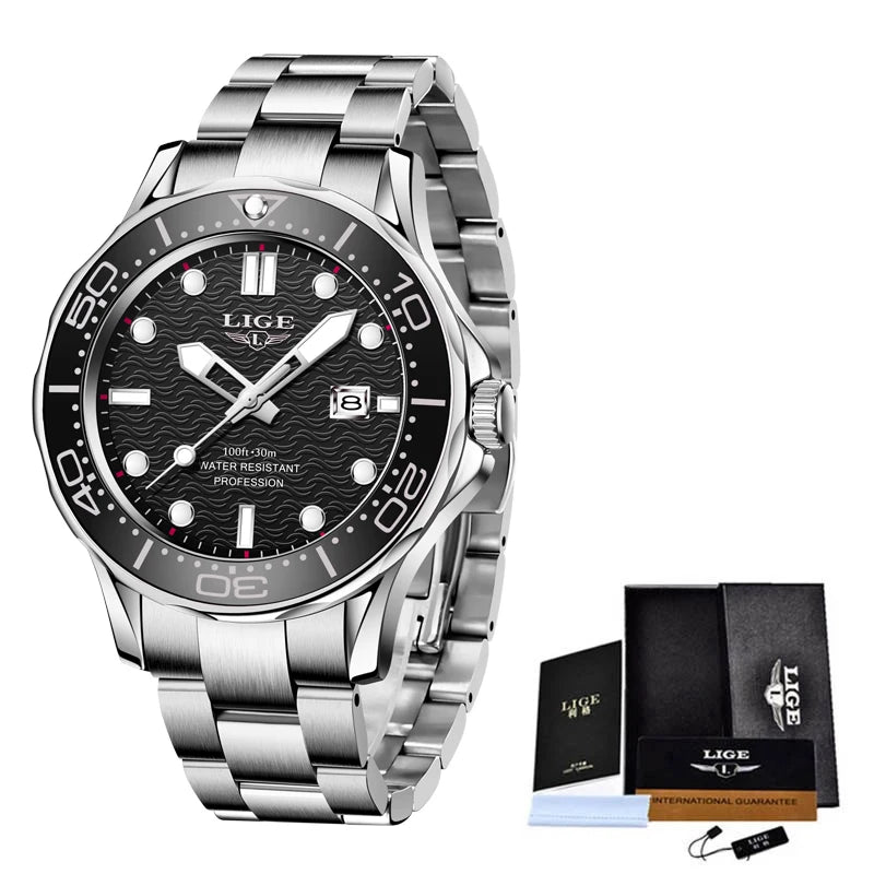 2025 LIGE New Business Mens Watches Top Brand Luxury Dive Watch For Men Waterproof Date Clock Sport Watch Relogio Masculino+Box