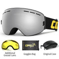 COPOZZ Gafas de esquí para adultos, lentes de 2 capas, antivaho, UV400, gafas esféricas para snowboard de día y noche, conjunto de gafas de esquí para hombres y mujeres