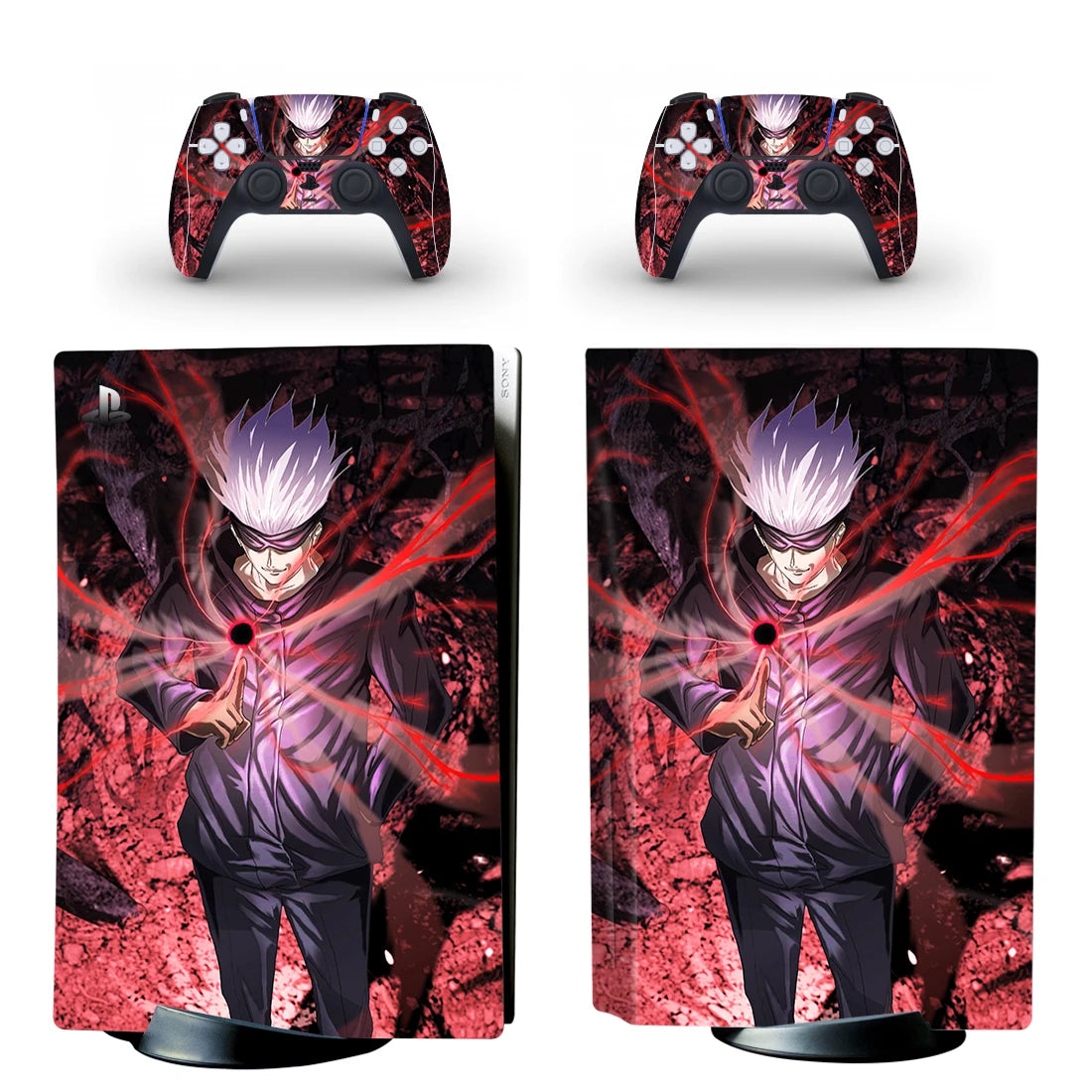 Adhesivo decorativo de Jujutsu Kaisen para consola PS5 (versión disco) y 2 controles, vinilo para PS5