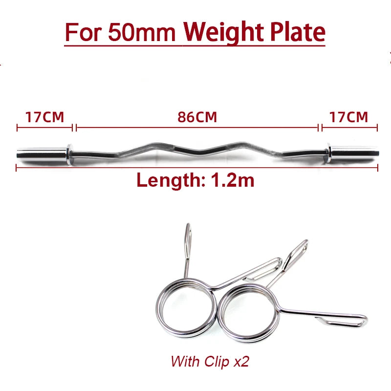 Barra de pesas para Fitness, recta sólida y curva, levantamiento de pesas, varilla de entrenamiento, placa de peso de gimnasio, discos de mancuernas, 20mm, 50mm