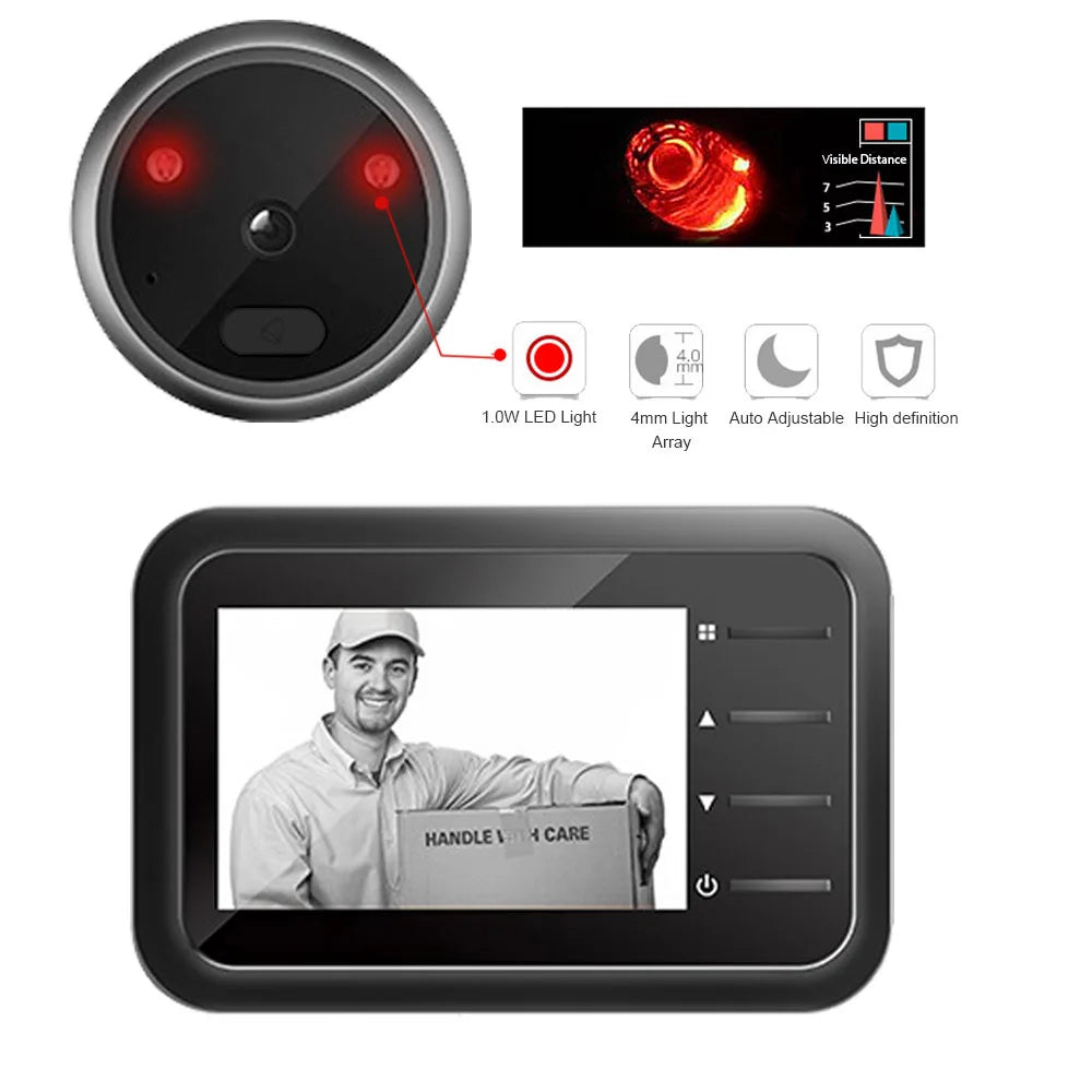Video mirilla timbre cámara Video-ojo grabación automática anillo electrónico vista nocturna visor de puerta Digital entrada seguridad del hogar