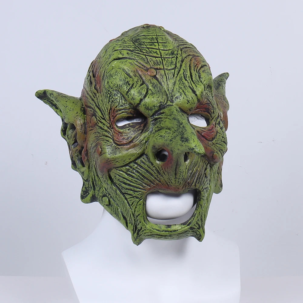 Máscara de Goblin para disfraz de Halloween, máscara facial de Gnomo Greepy, goblinoide de látex, utilería para casco de Carnaval