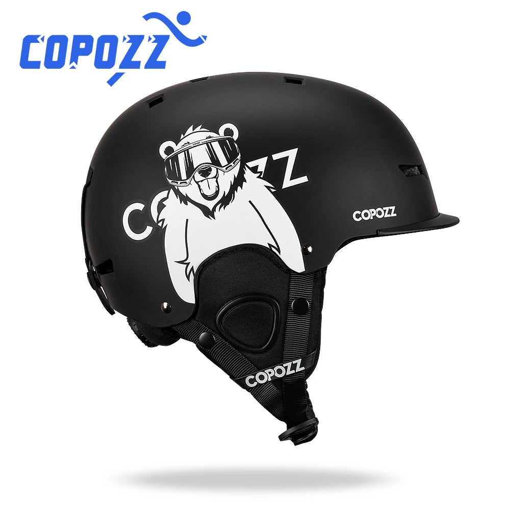 COPOZZ Nuevo Casco de Esquí con Dibujos Animados, Semi-cubierto, Anti-impactos, Casco de Seguridad para Ciclismo, Esquí, Snowboard, Deportes, para Adultos y Niños