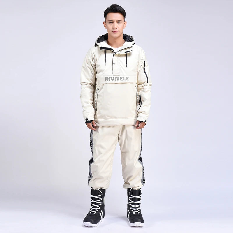 Traje de esquí para hombre y mujer, conjunto cálido de Sudadera con capucha de esquí, chaqueta y pantalones impermeables a prueba de viento, traje de Snowboard Unisex, invierno, nuevo