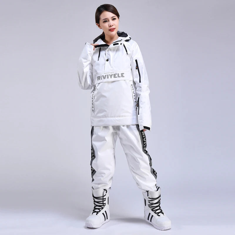Traje de esquí para hombre y mujer, conjunto cálido de Sudadera con capucha de esquí, chaqueta y pantalones impermeables a prueba de viento, traje de Snowboard Unisex, invierno, nuevo