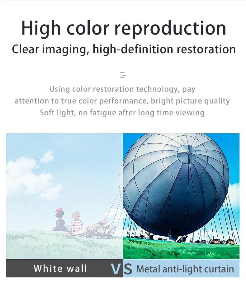 Pantalla anti-luz gris para proyección con alta reproducción de color, marco negro