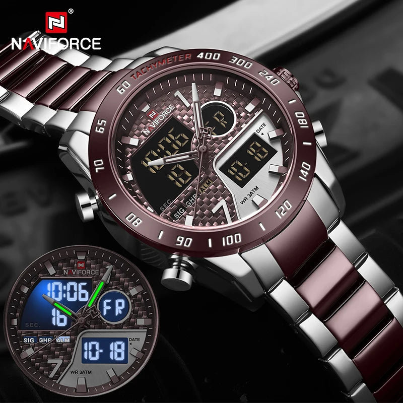 Reloj digital deportivo militar para hombre NAVIFORCE, reloj de pulsera de cuarzo para niño con luz LED, reloj impermeable para hombre Relogio Masculino