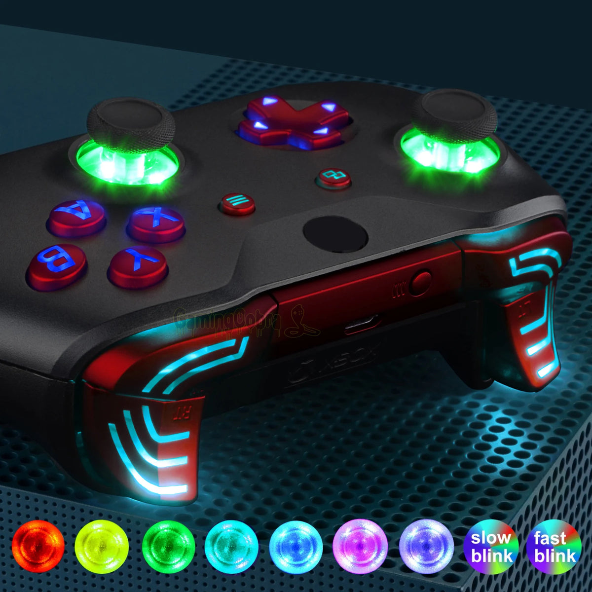 EXtremeRate Luminated DTFS (DTF 2,0) Kit LED para controlador Xbox One S/X, botones de acción de Thumbsticks y botones de símbolos clásicos