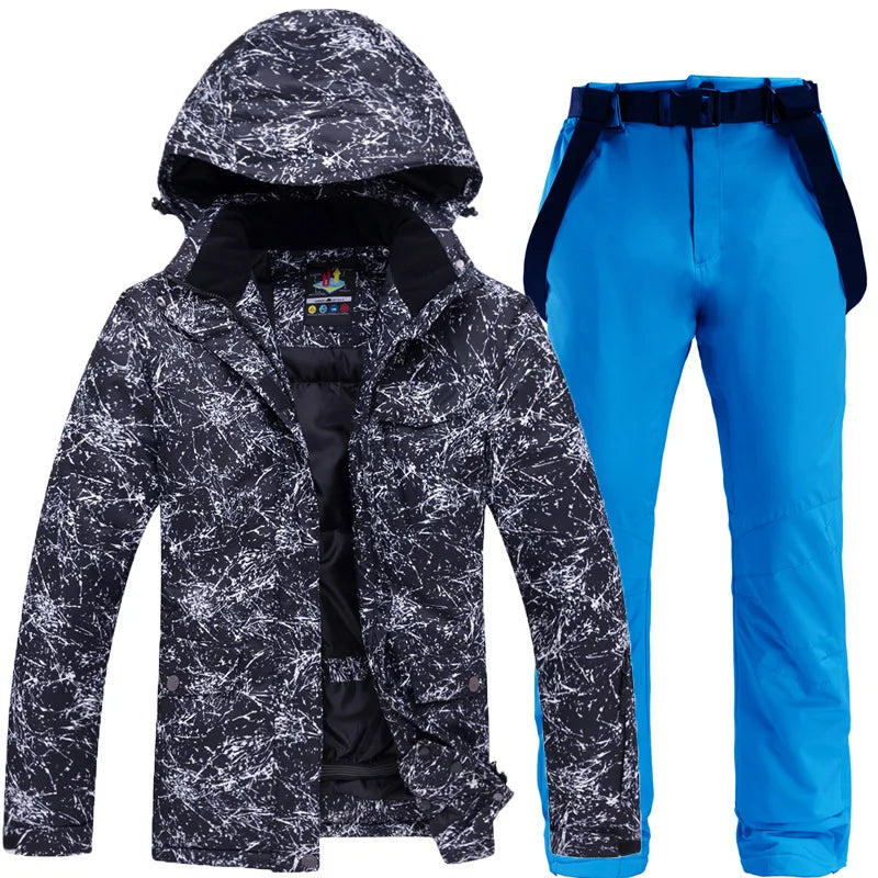 Traje de esquí grueso y cálido para hombre, trajes de esquí impermeables a prueba de viento, chaqueta y pantalones de snowboard para hombre, monos de nieve, invierno nuevo