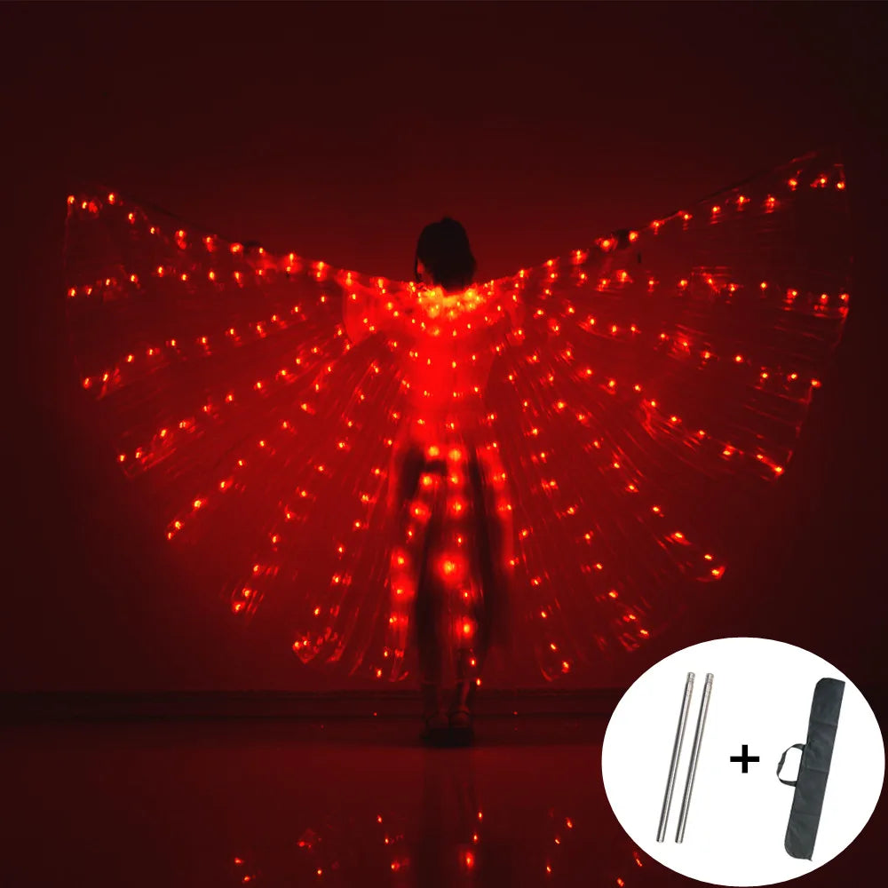Alas LED para danza del vientre, alas de Isis para Halloween, accesorios, lámpara LED brillante, alas, accesorios para disfraces de danza del vientre, palos para adultos y niños