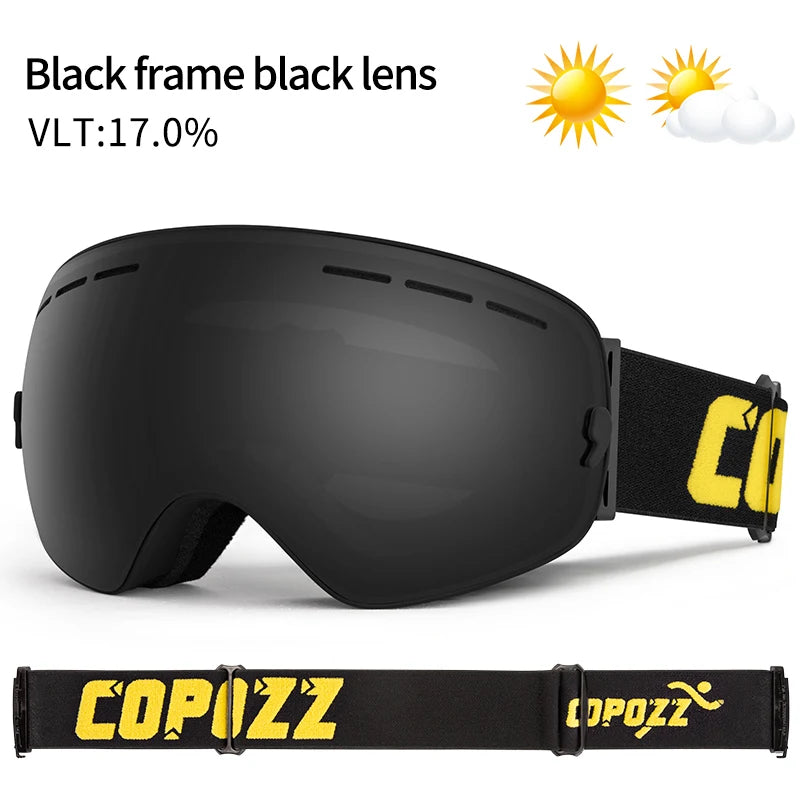 Marca COPOZZ, gafas de esquí de doble capa UV400, gafas de esquí grandes antiniebla, máscara de esquí, Snowboard, gafas de nieve para hombres y mujeres, GOG-201 Pro