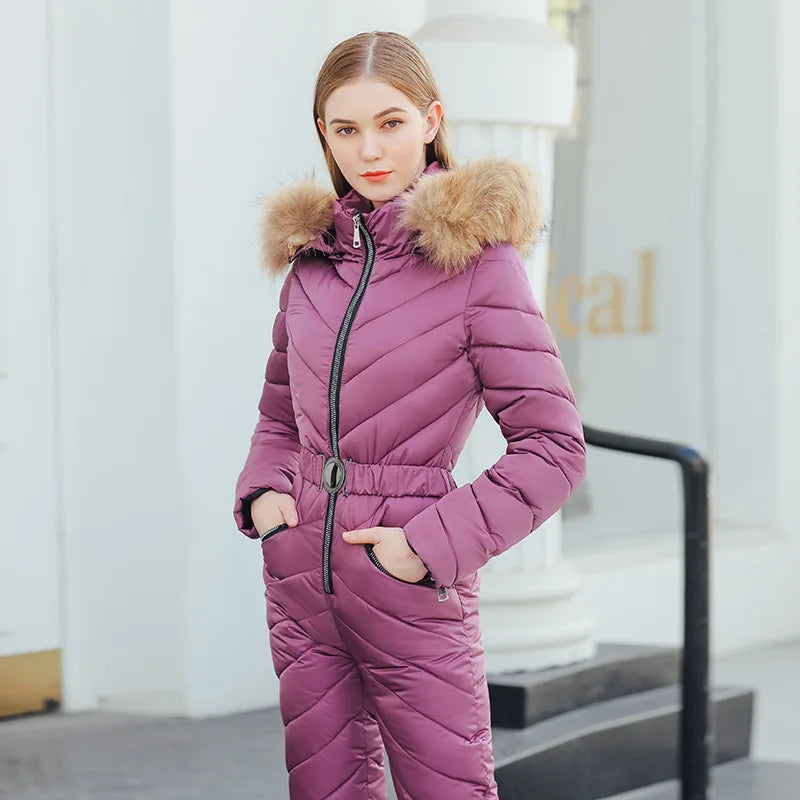 Traje de esquí de una pieza para mujer, Mono de esquí cálido, trajes de snowboard para mujer, trajes de nieve al aire libre, monos de invierno, nueva moda