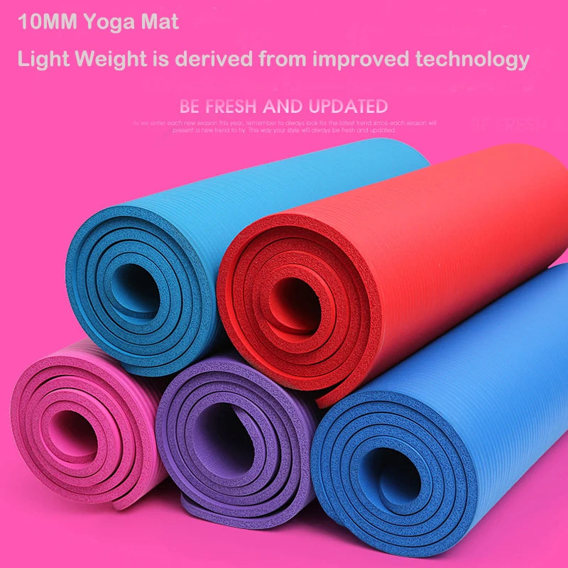 Estera de yoga extragruesa para principiantes, colchón de ejercicio, Pilates NBR, estera de yoga para gimnasio, estudio de yoga, fitness en casa, grosor de 10 mm