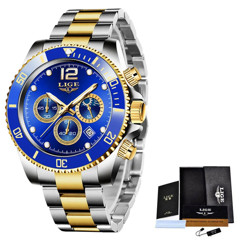 Reloj de pulsera para hombre 2025LIGE, nuevo modelo de cuarzo a la moda, deportivo, de acero inoxidable, con fecha, luminoso e impermeable, Relogio Masculino Reloj