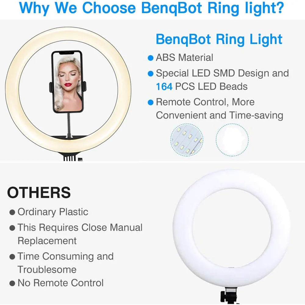 26 33CM luces de vídeo luz regulable Selfie LED anillo de luz USB anillo de iluminación lámpara con trípode soporte para hacer Youtube Ringlight