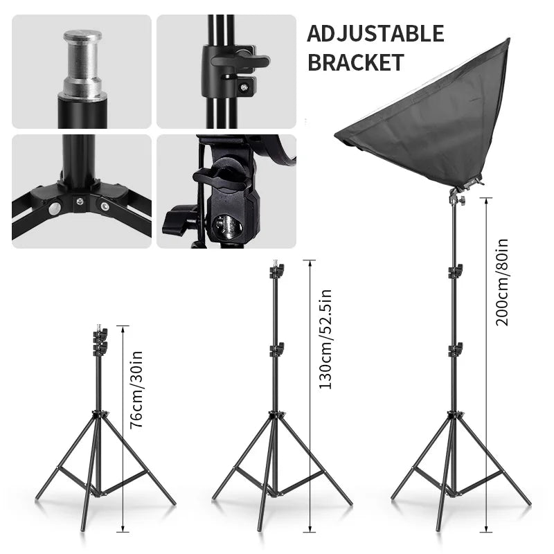 SH 50x70CM Kit de caja blanda de cuatro lámparas iluminación fotográfica con 8 Uds bombilla caja suave iluminación fotográfica accesorios para fotografía de cámara