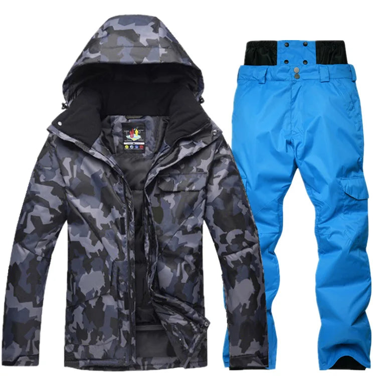 Nuevo traje de esquí de camuflaje para hombre, chaqueta de Snowboard impermeable y transpirable, pantalones de nieve de invierno, trajes para hombre, conjuntos de esquí y snowboard