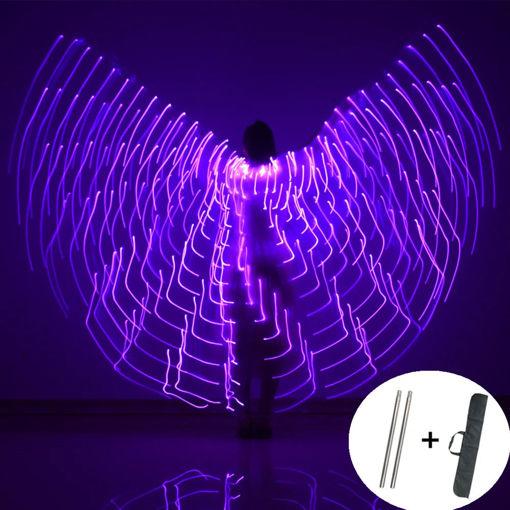 Alas LED para danza del vientre, alas de Isis para Halloween, accesorios, lámpara LED brillante, alas, accesorios para disfraces de danza del vientre, palos para adultos y niños