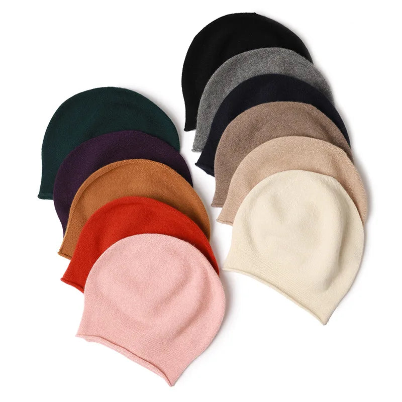Gorro de Cachemira para mujer, gorro de Cachemira Natural auténtica para hombre, Unisex, cálido, cómodo, tejido a mano, gorro de Cachemira para niño, tejido sin costuras