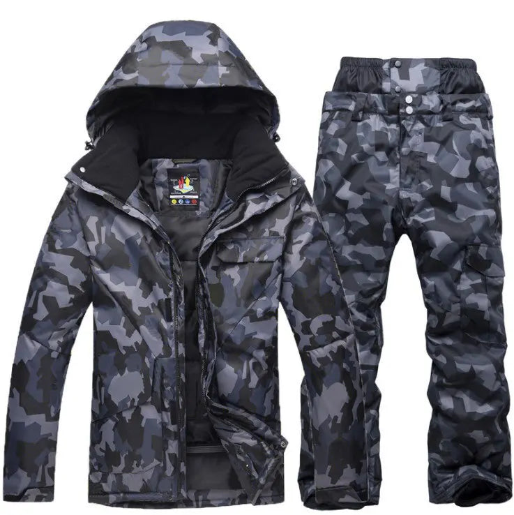 Nuevo traje de esquí de camuflaje para hombre, chaqueta de Snowboard impermeable y transpirable, pantalones de nieve de invierno, trajes para hombre, conjuntos de esquí y snowboard