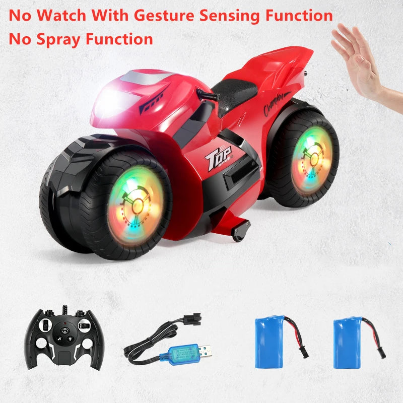 50CM Big Size Gesture Sensing Watch Control RC Stunt Motorcycle Deformation Colorful Marquee In Place Rotation Electric RC Toy