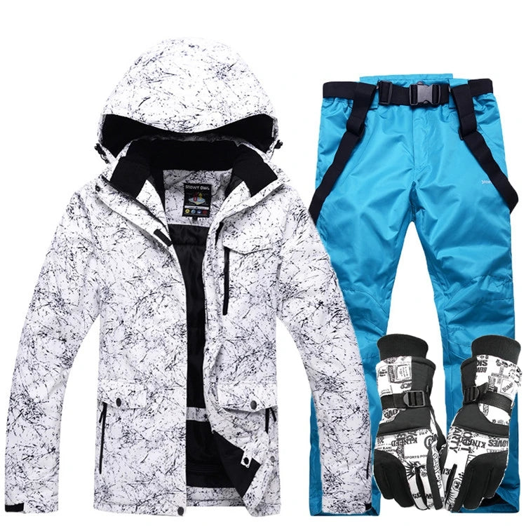 Nuevo traje de esquí grueso y cálido para hombre y mujer, guantes de esquí impermeables a prueba de viento, chaqueta de snowboard, conjunto de pantalones para hombre de talla grande 3XL