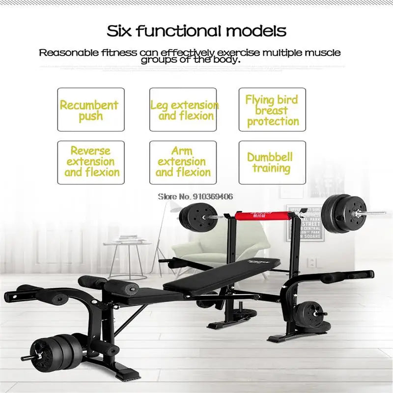 Dispositivo de entrenamiento integral multifuncional, equipo de fitness para el hogar, prensa plegable para banco de cama de levantamiento de pesas