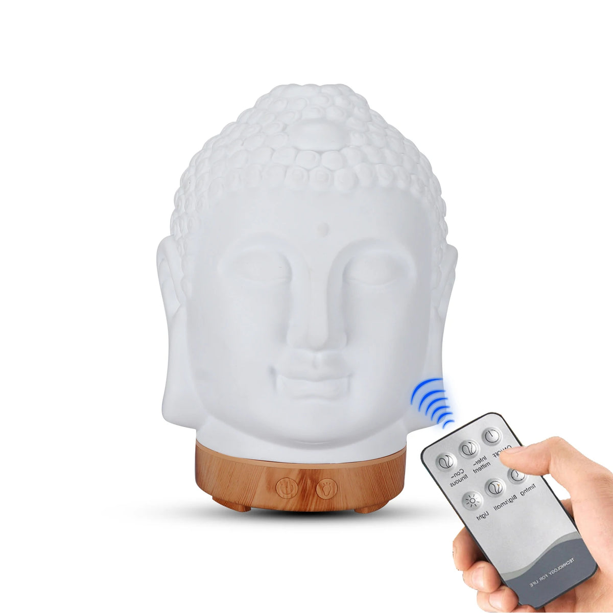 Difusor de Aceites Esenciales de 100ml con Cabeza de Buda, Humidificador con Lámpara Nocturna, Difusor de Aromaterapia para el Hogar