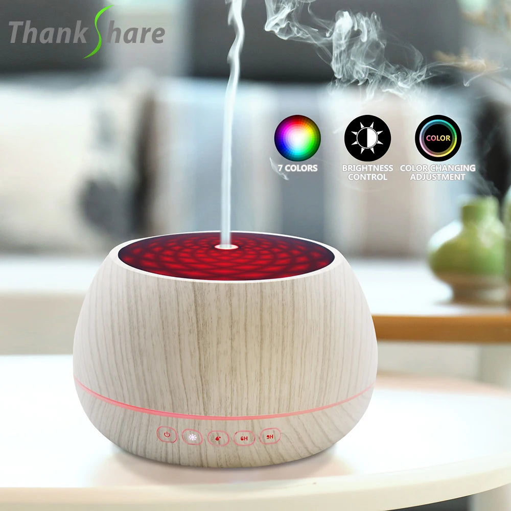 THANKSHARE-Humidificador de Aroma ultrasónico para el hogar, difusor de aceite esencial de aire, aromaterapia con luz LED de 7 colores, 1000 ML