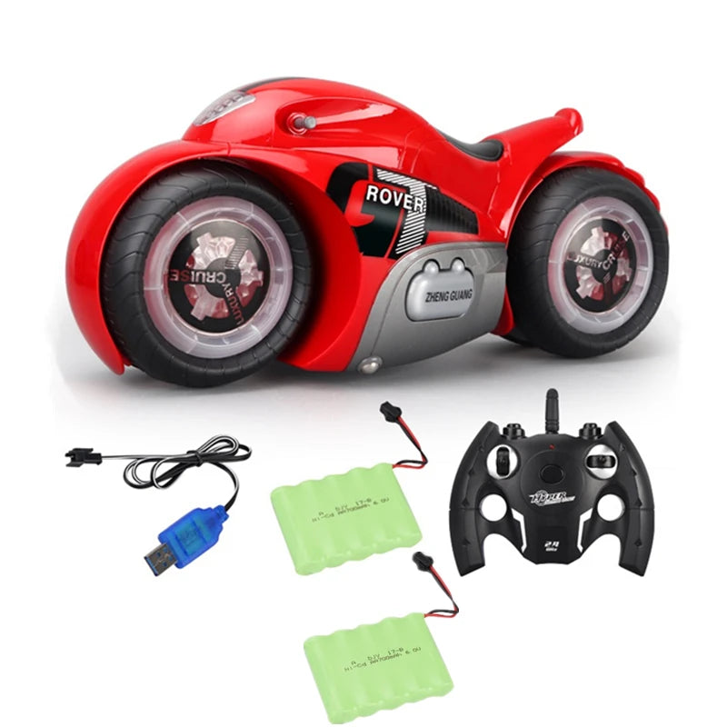 Motocicleta de acrobacias a control remoto a escala 1:8, gran tamaño, rotación de 90° sobre la rueda trasera, luz colorida, motocicleta eléctrica RC anticolisión