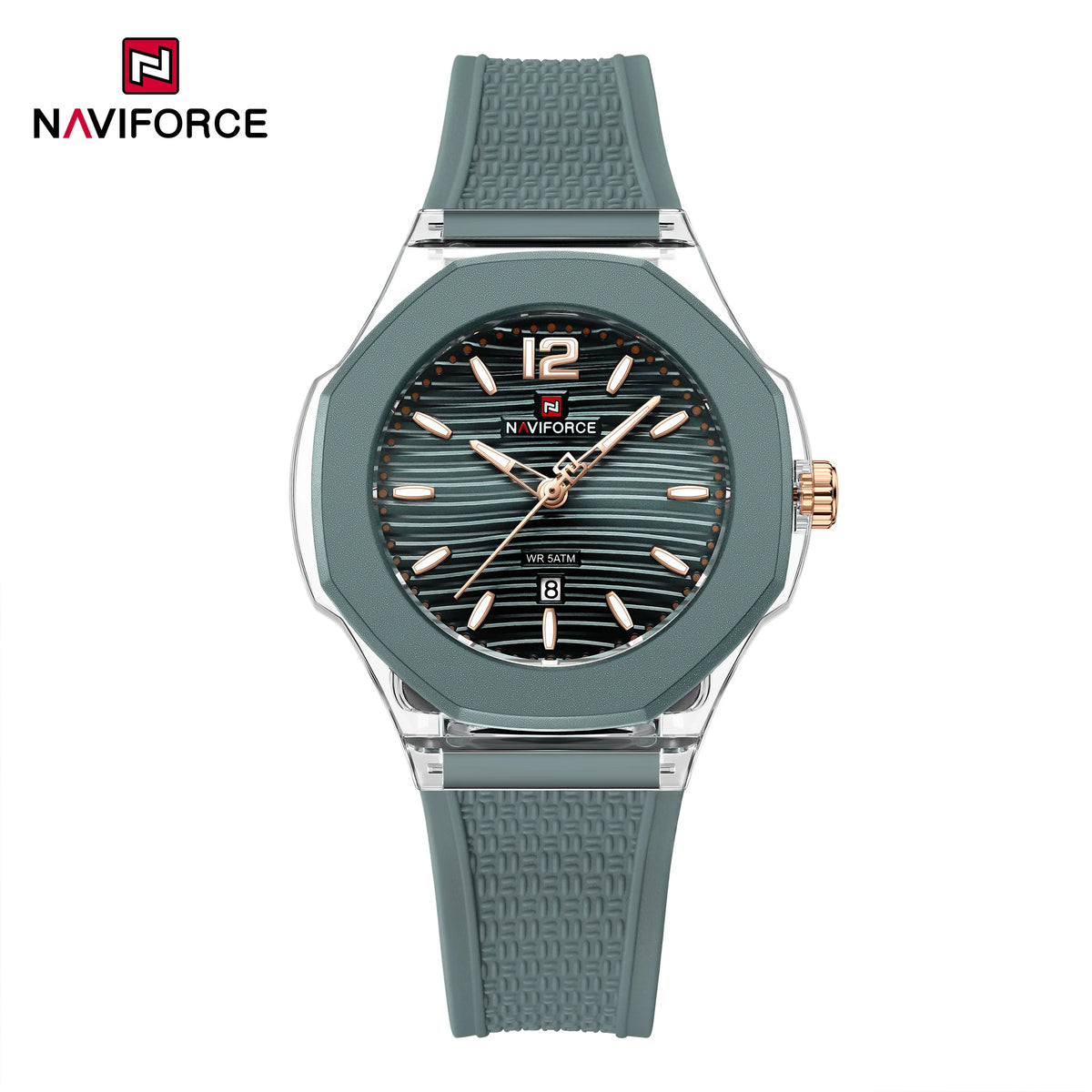Reloj de cuarzo para mujer NAVIFORCE, resistente al agua 5ATM, correa de silicona, analógico, luminoso, casual y deportivo para dama